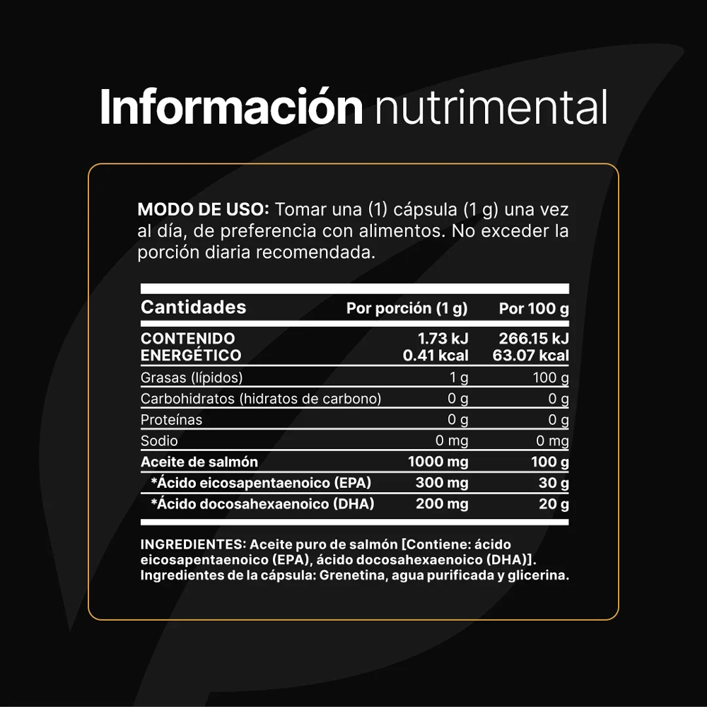 Tabla Nutrimental Salmon Oil Aceite Puro Salmon B Life